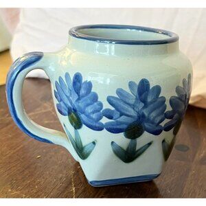 Louisville Stoneware Bachelor Button Design Tulip Mug Blue Floral Pattern Rare H